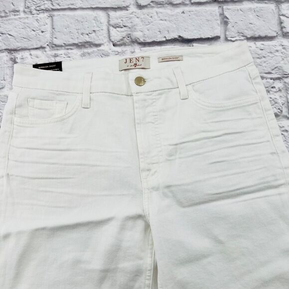 NWT‎ Jen 7 by 7 For All Mankind Women's Size 10 White Shorts Bermuda Jean Denim - Picture 2 of 13